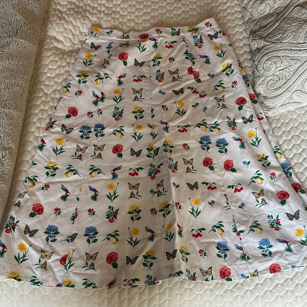Ann Taylor Multicolor Floral and Butterfly Midi Skirt